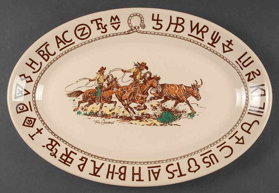 Rodeo 15" Oval Serving Platter by Wallace (American)-1