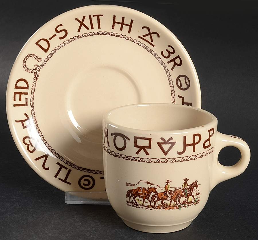 Rodeo Flat Cup & Saucer Set by Wallace (American)-1