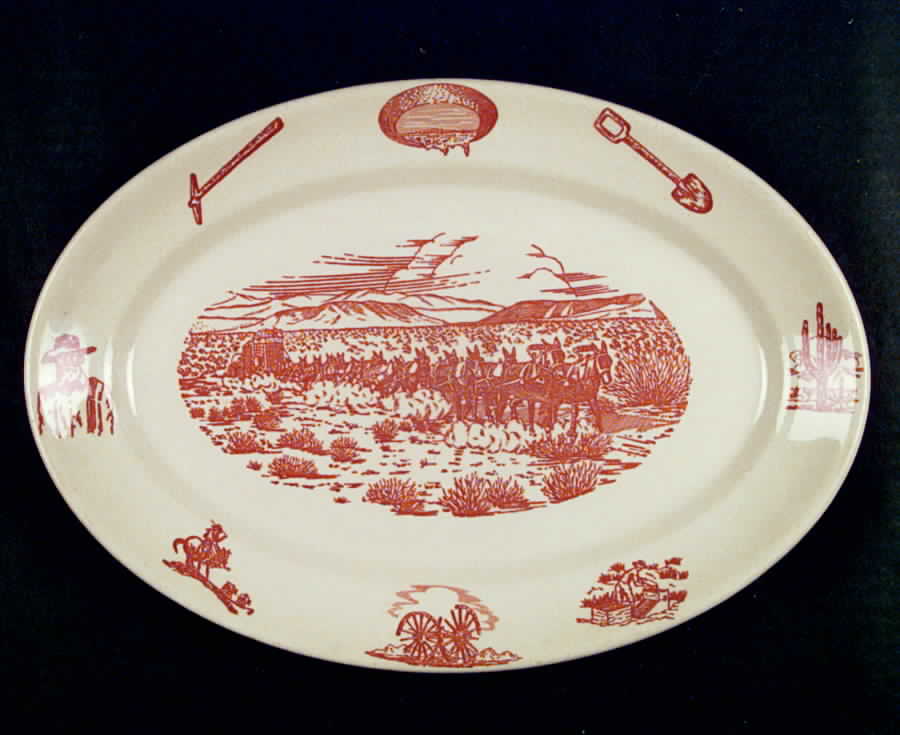 49er Pattern (American) 13" Oval Serving Platter by Wallace (American)-1