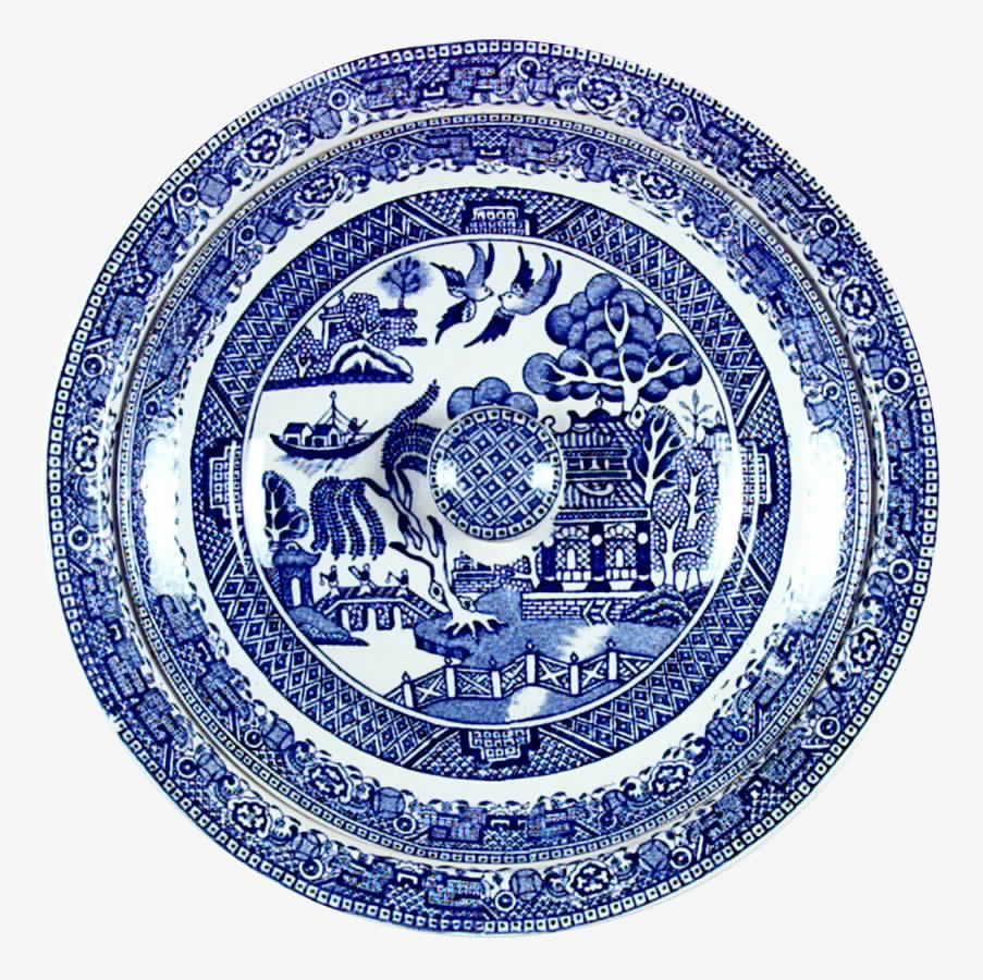 Old Willow Blue (No Trim) Lid for Round Vegetable by Washington Pottery-1