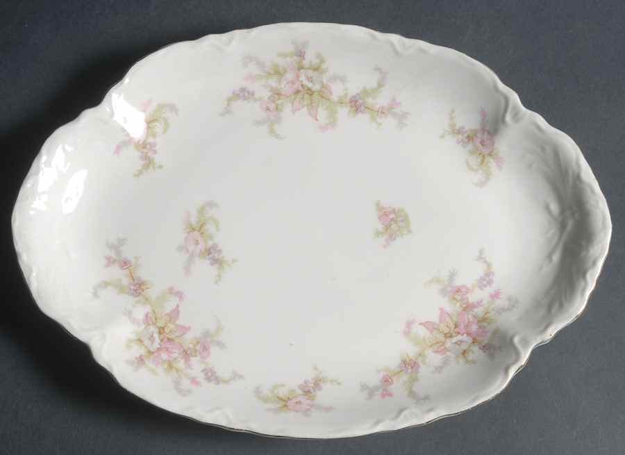 Apple Blossom (Thin Gold Trim) 11" Oval Serving Platter by Warwick-1