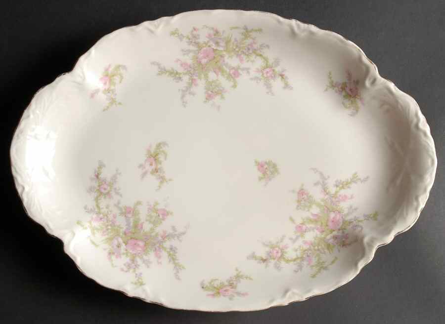 Apple Blossom (Thin Gold Trim) 13" Oval Serving Platter by Warwick-1
