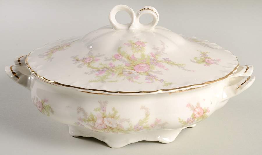 Apple Blossom (Thin Gold Trim) Round Covered Vegetable by Warwick-1
