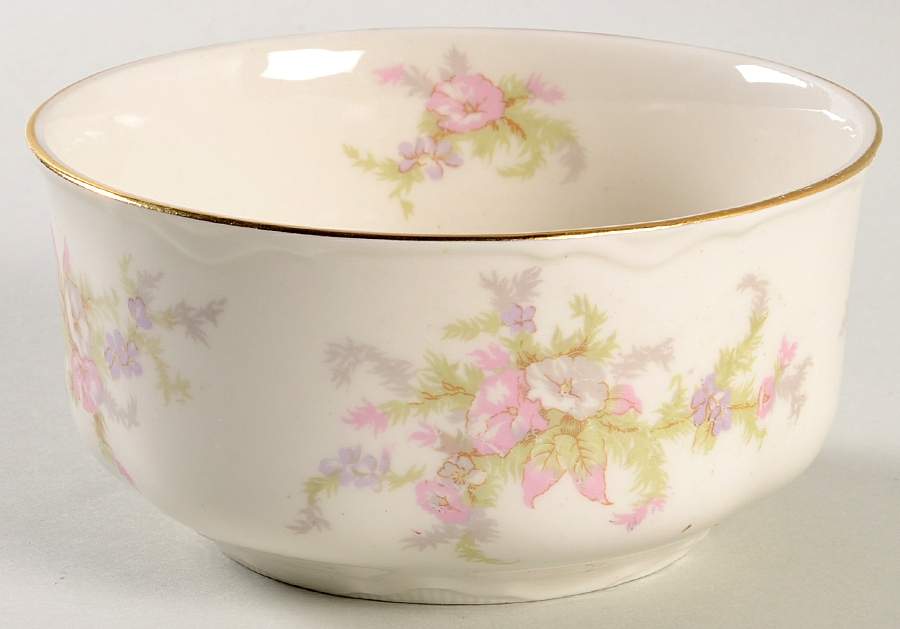 Apple Blossom (Thin Gold Trim) Cranberry Bowl by Warwick-1