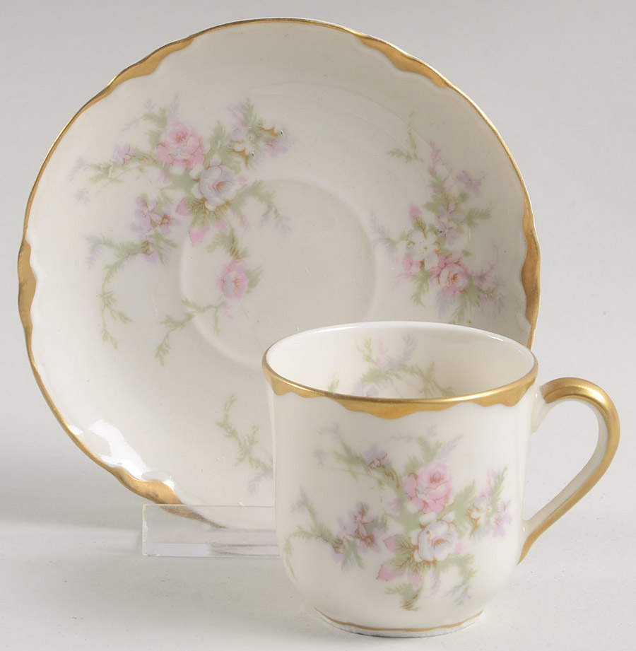 Avon Rose Flat Demitasse Cup & Saucer Set by Warwick-1