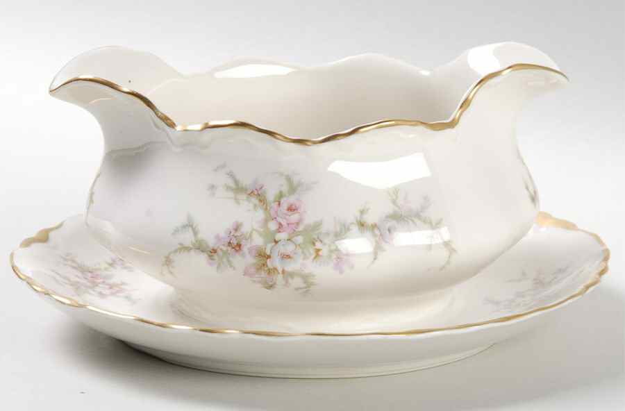 Avon Rose Gravy Boat with Attached Underplate by Warwick-1