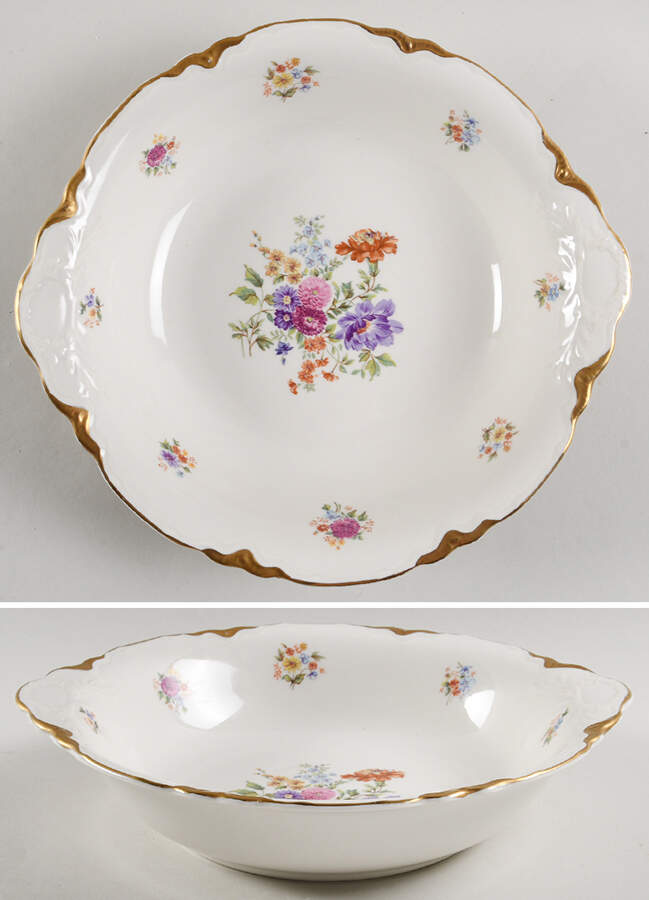 Bouquet Dresden (Scalloped) 10" Round Vegetable Bowl by Warwick-1
