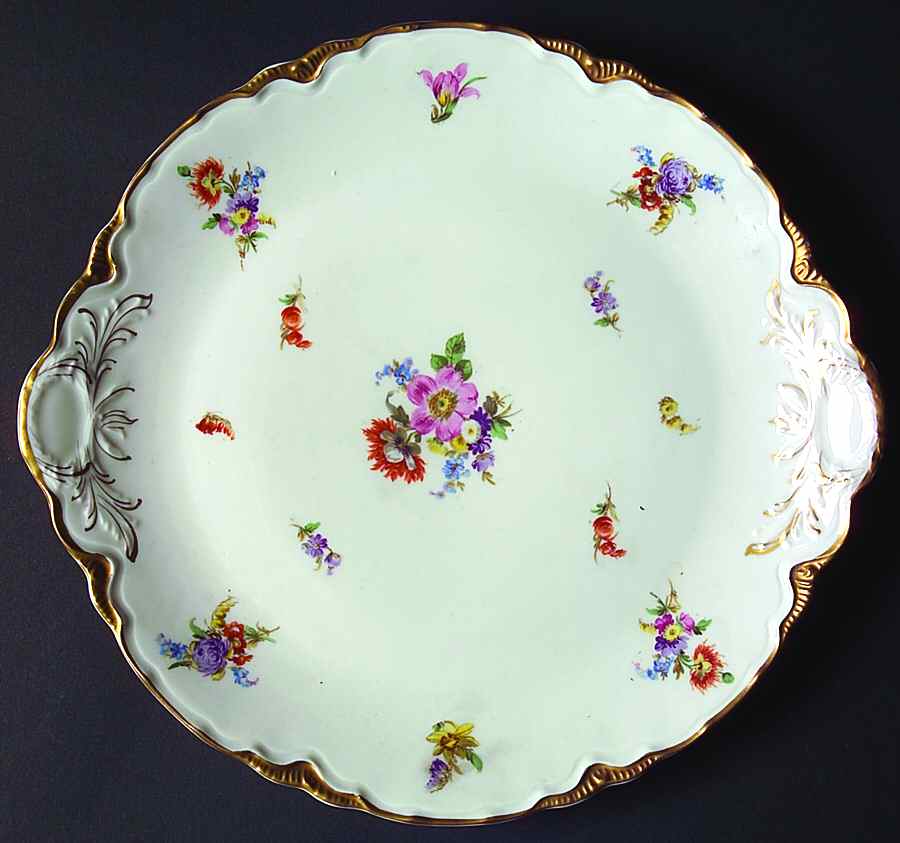 Bouquet Dresden (Scalloped) Handled Cake Plate by Warwick-1