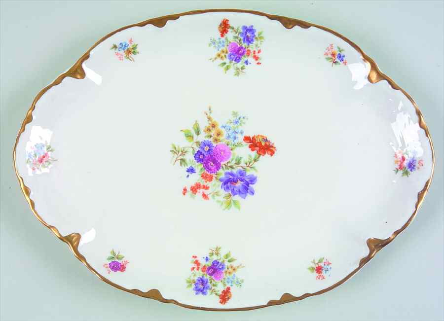 Bouquet Dresden (Scalloped) 11" Oval Serving Platter by Warwick-1