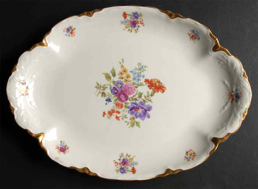 Bouquet Dresden (Scalloped) 15" Oval Serving Platter by Warwick-1