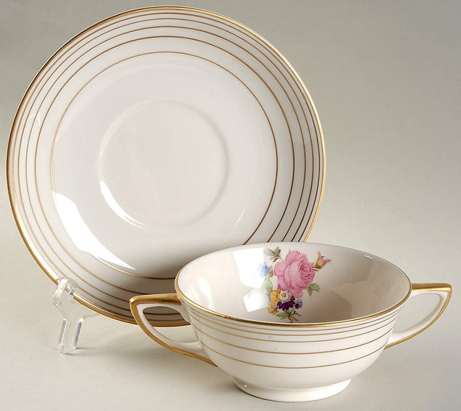 D9336 Footed Cream Soup Bowl & Saucer Set by Warwick-1