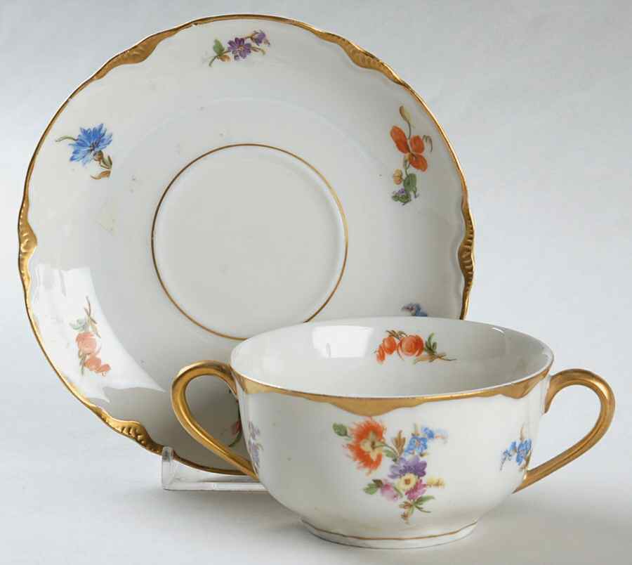 Dresden Flat Bouillon Cup & Saucer by Warwick-1