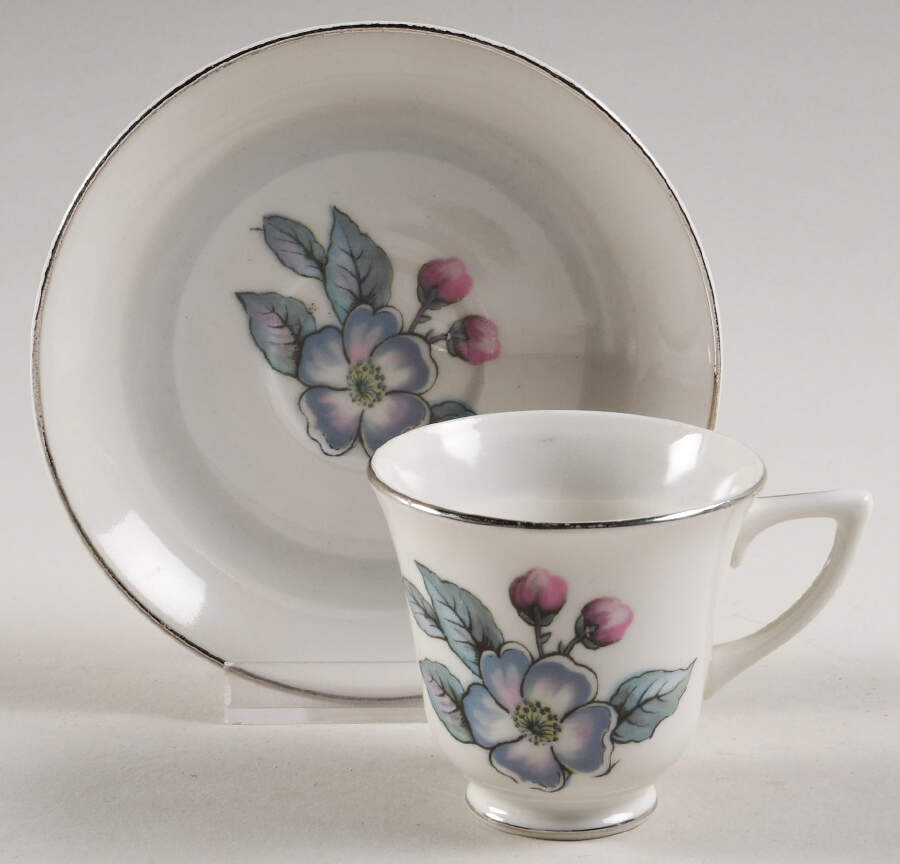 Gray Blossom Demitasse Cup & Saucer Set by Warwick-1