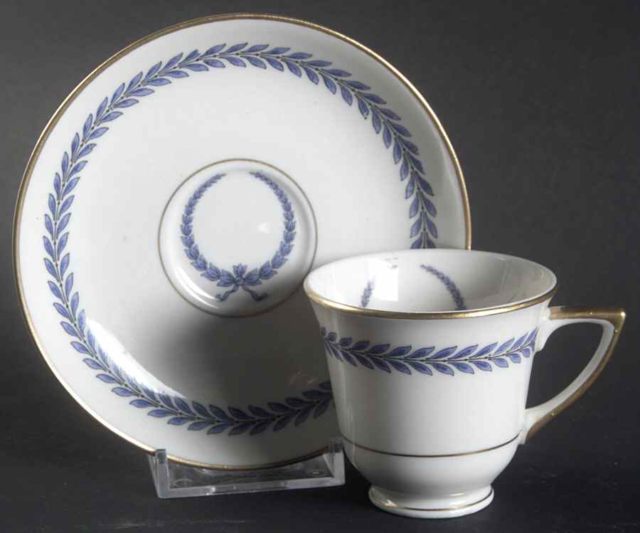 Neo Classic Blue (9566, Smooth) Footed Demitasse Cup & Saucer Set by Warwick-1