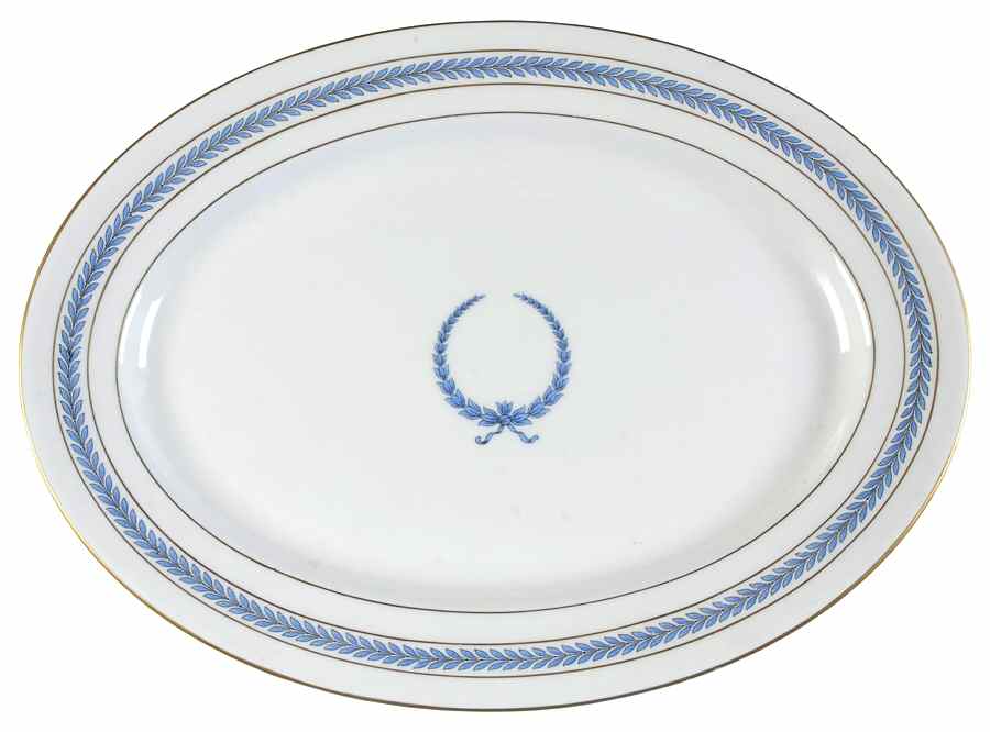 Neo Classic Blue (9566, Smooth) 14" Oval Serving Platter by Warwick-1