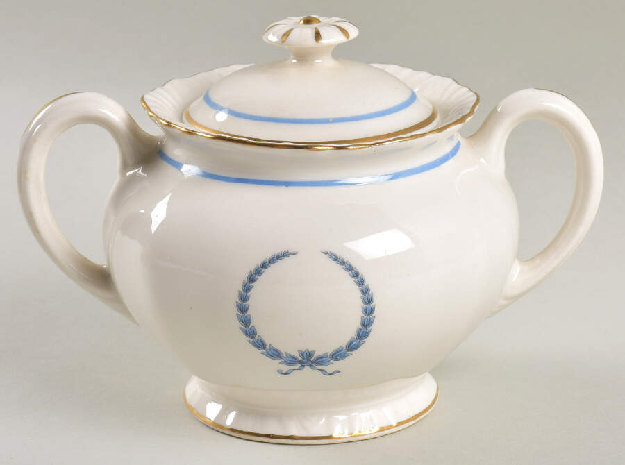 Neo Classic Blue (Scallop. Gold) Sugar Bowl & Lid by Warwick-1