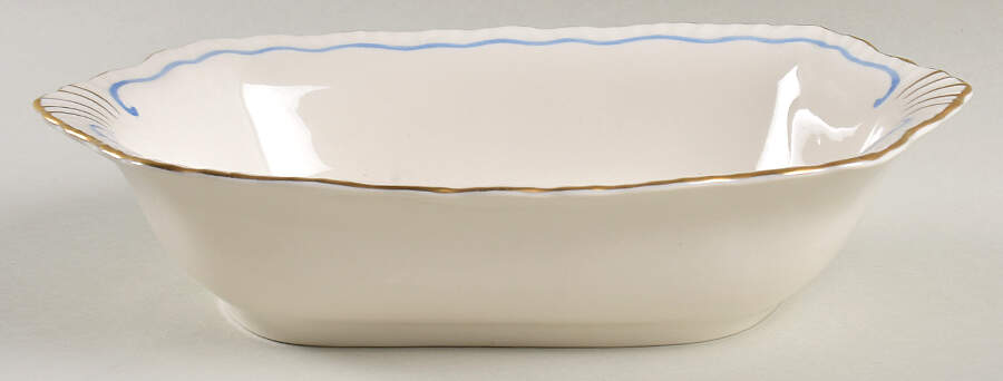 Neo Classic Blue (Scallop. Gold) 9" Oval Vegetable Bowl by Warwick-1