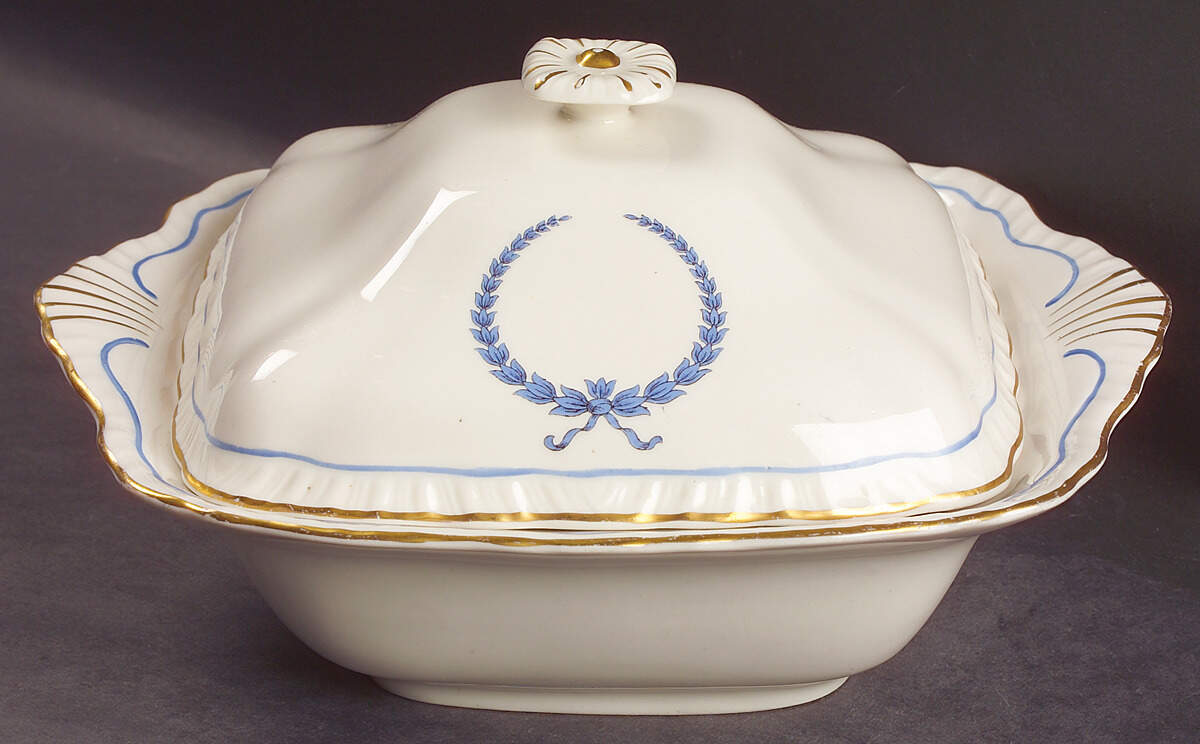 Neo Classic Blue (Scallop. Gold) Square Covered Vegetable by Warwick-1