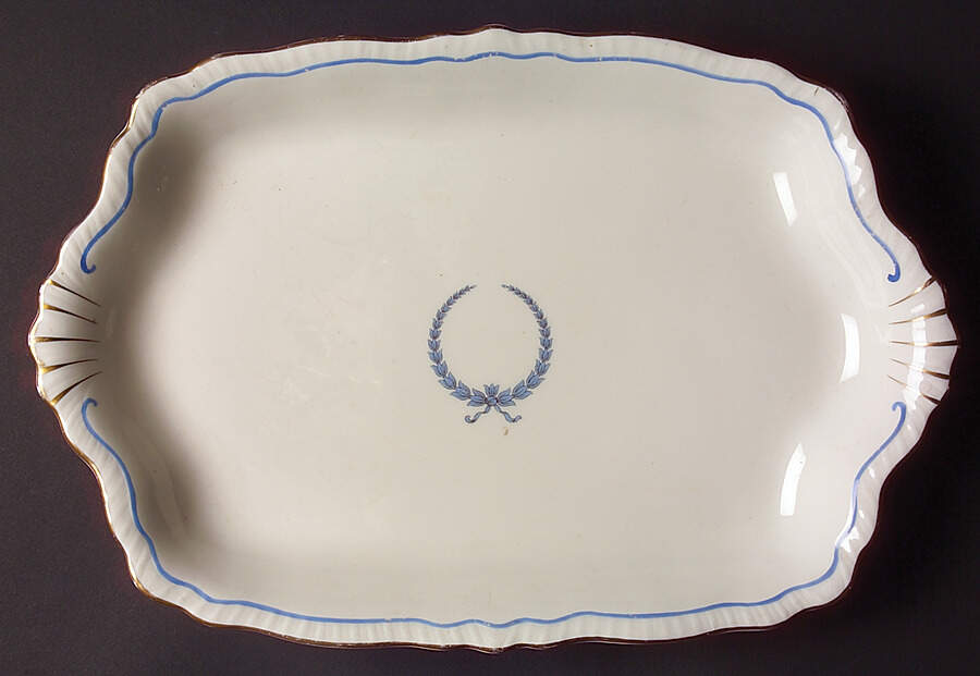 Neo Classic Blue (Scallop. Gold) 15" Oval Serving Platter by Warwick-1