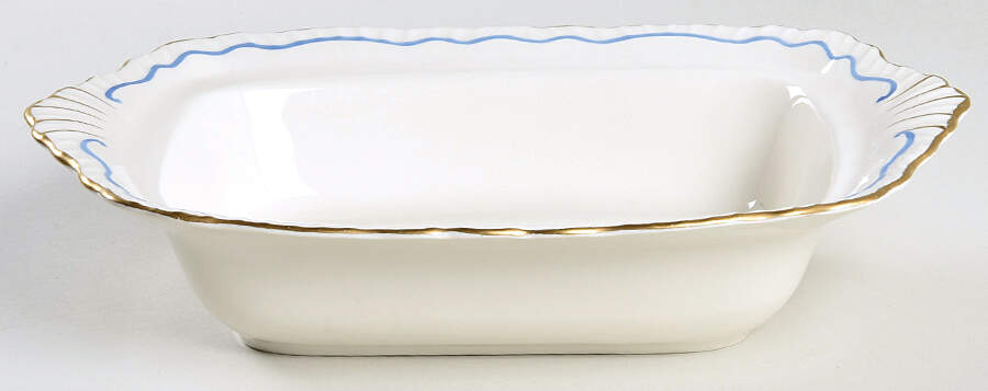 Neo Classic Blue (Scallop. Gold) Rectangular Vegetable Bowl No Lid by Warwick-1