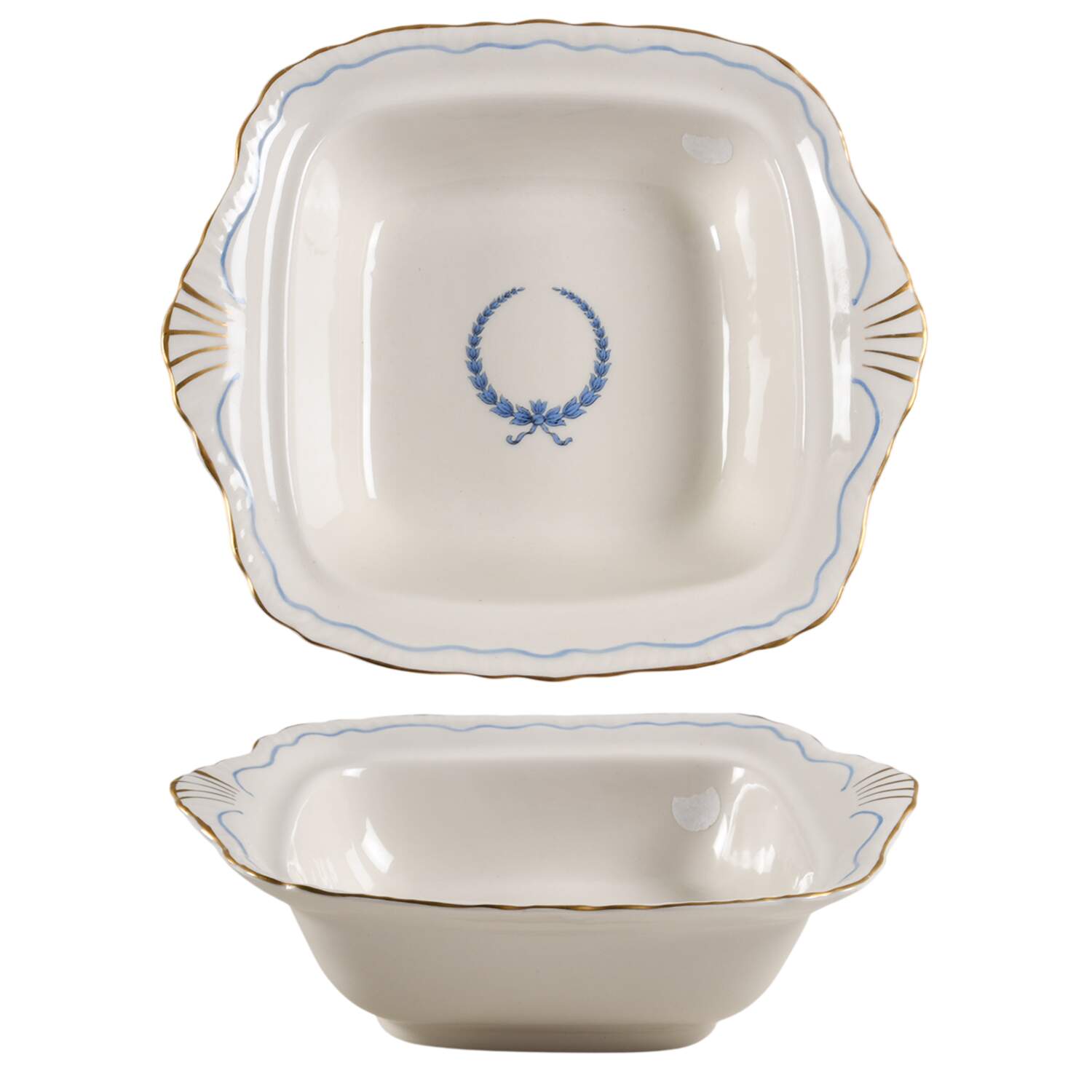 Neo Classic Blue (Scallop. Gold) 10" Square Vegetable Bowl by Warwick-1