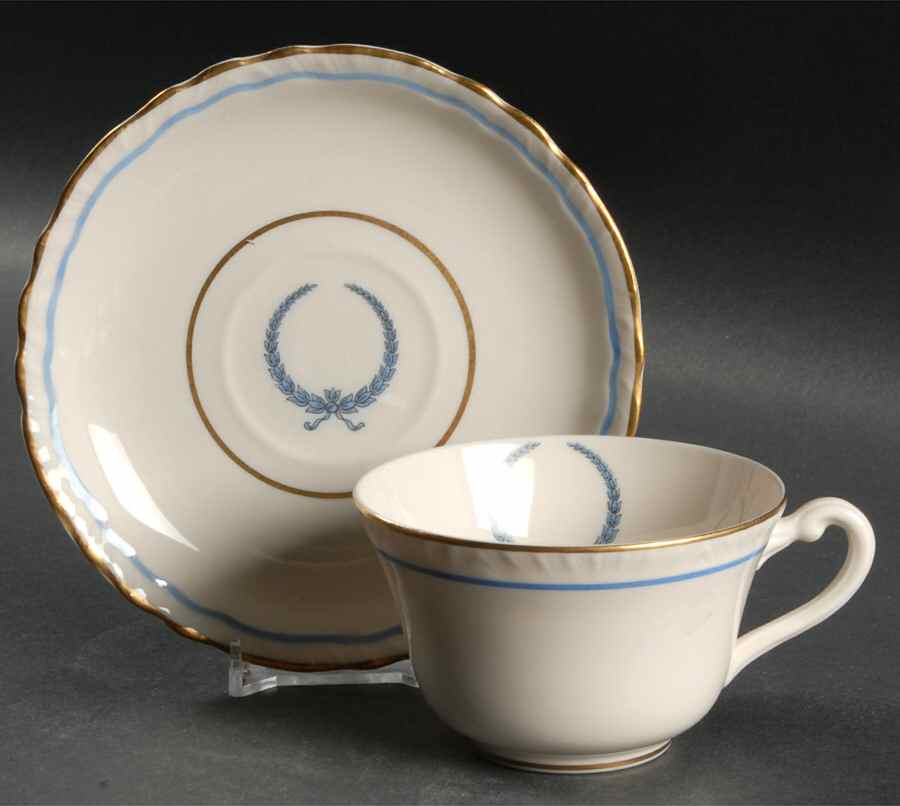 Neo Classic Blue (Scallop. Gold) Flat Cup & Saucer Set by Warwick-1