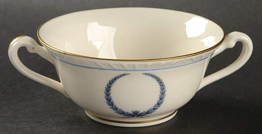 Neo Classic Blue (Scallop. Gold) Footed Cream Soup Bowl by Warwick-1