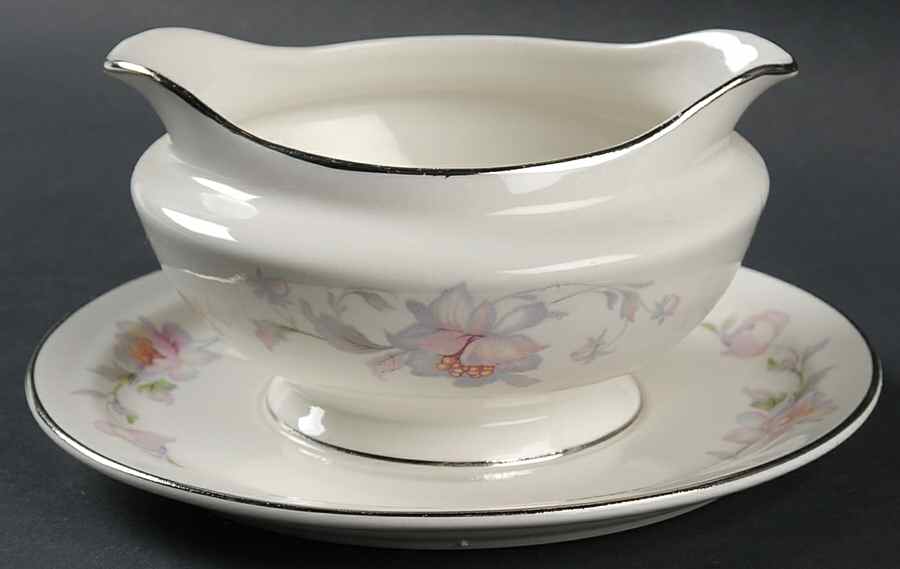 Silver Moon Gravy Boat with Attached Underplate by Warwick-1