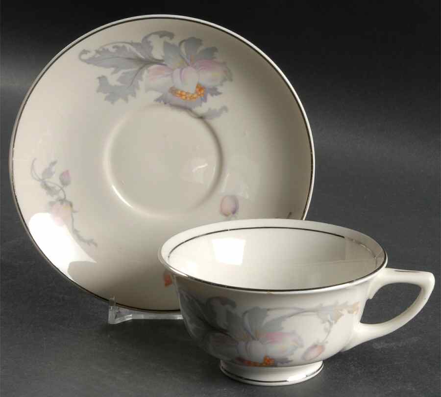 Silver Poppy Footed Cup & Saucer Set by Warwick-1