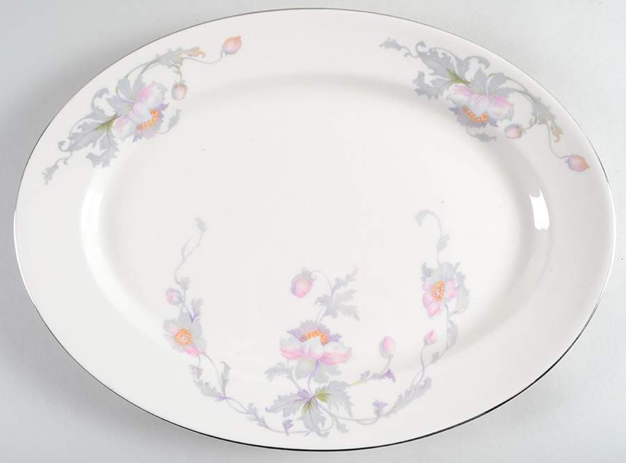 Silver Poppy 14" Oval Serving Platter by Warwick-1