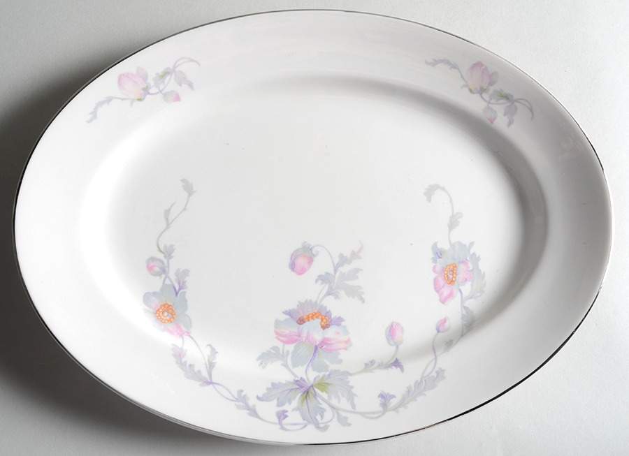 Silver Poppy 12" Oval Serving Platter by Warwick-1