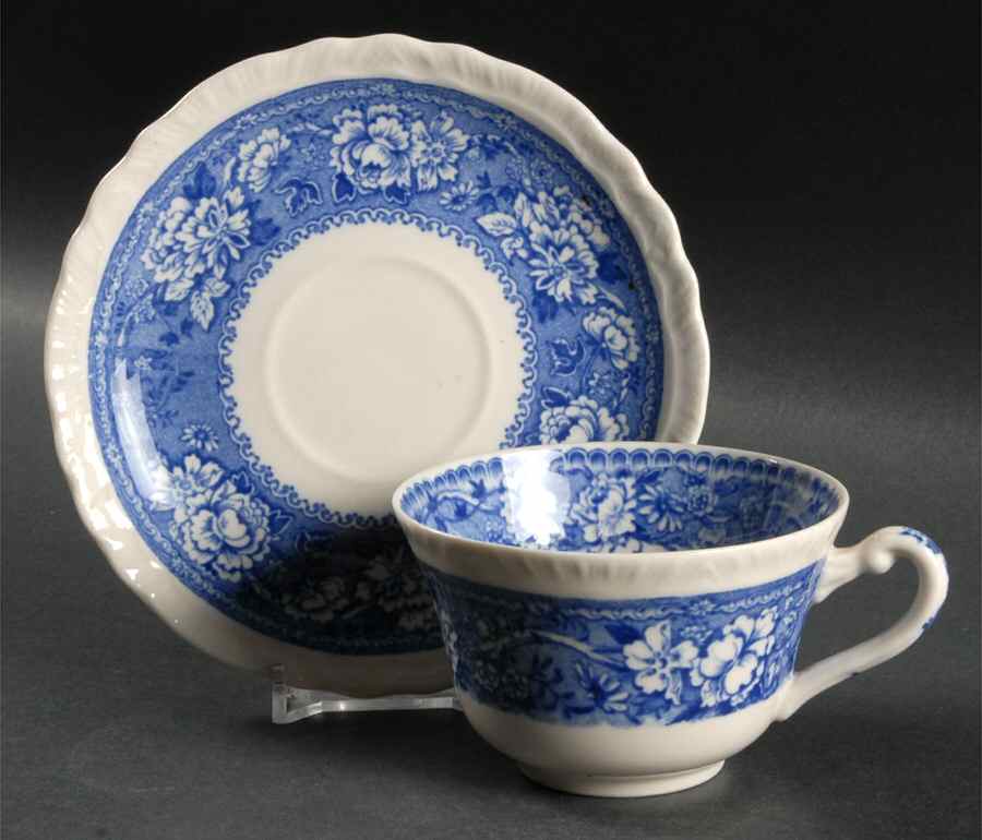 Tudor Rose Blue Flat Cup & Saucer Set by Warwick-1