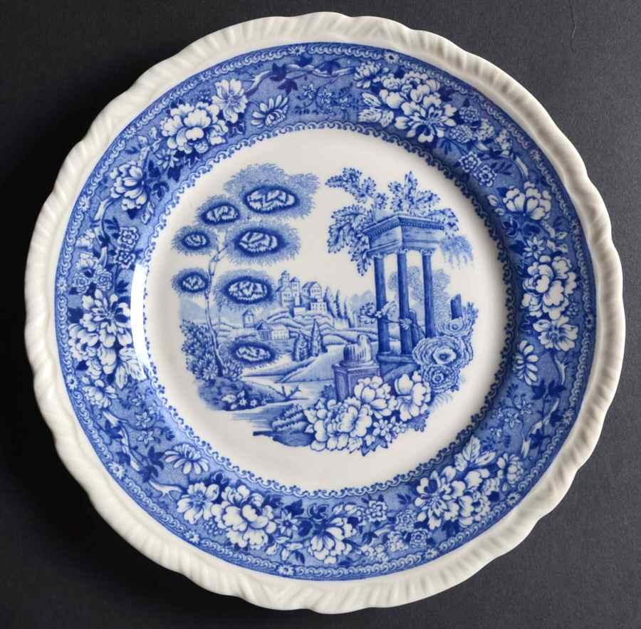 Tudor Rose Blue Luncheon Plate by Warwick-1