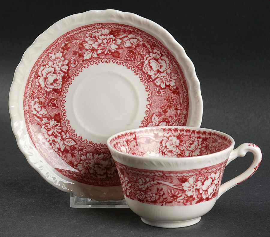 Tudor Rose Pink Flat Cup & Saucer Set by Warwick-1