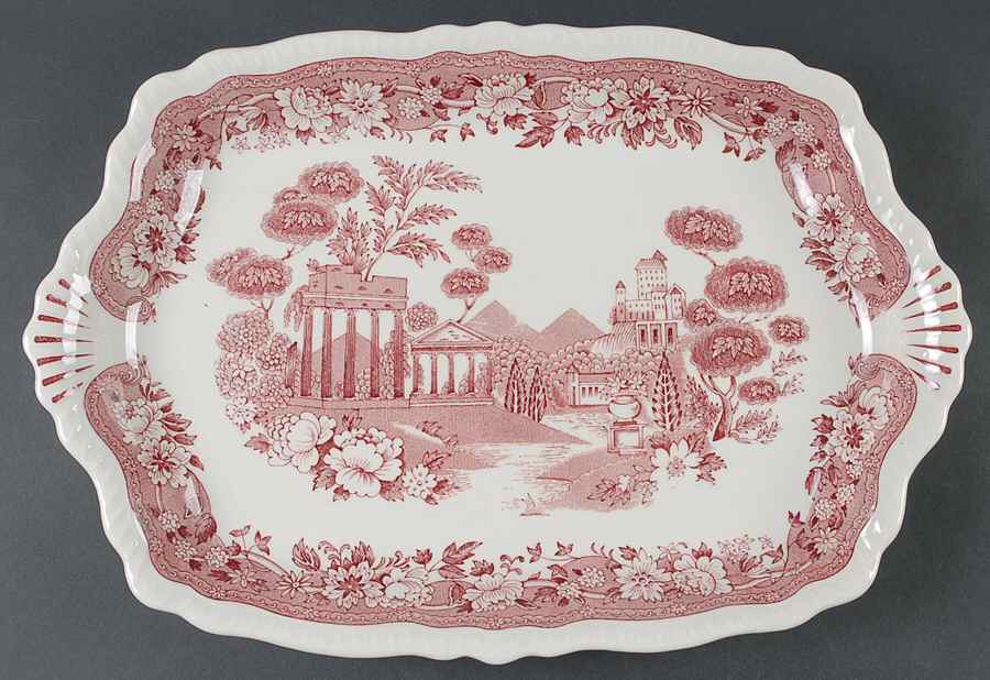 Tudor Rose Pink 15" Oval Serving Platter by Warwick-1