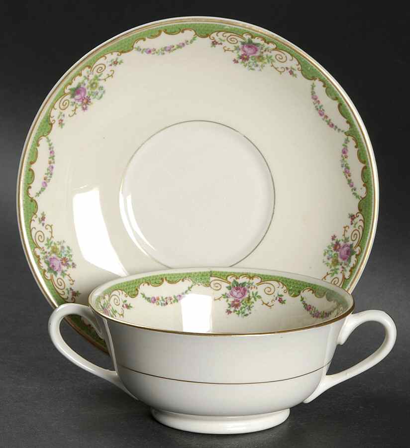 B9289 Footed Cream Soup Bowl & Saucer Set by Warwick-1