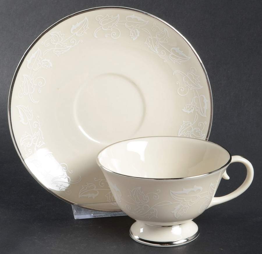 Chantilly Lace Footed Cup & Saucer Set by West Bend-1
