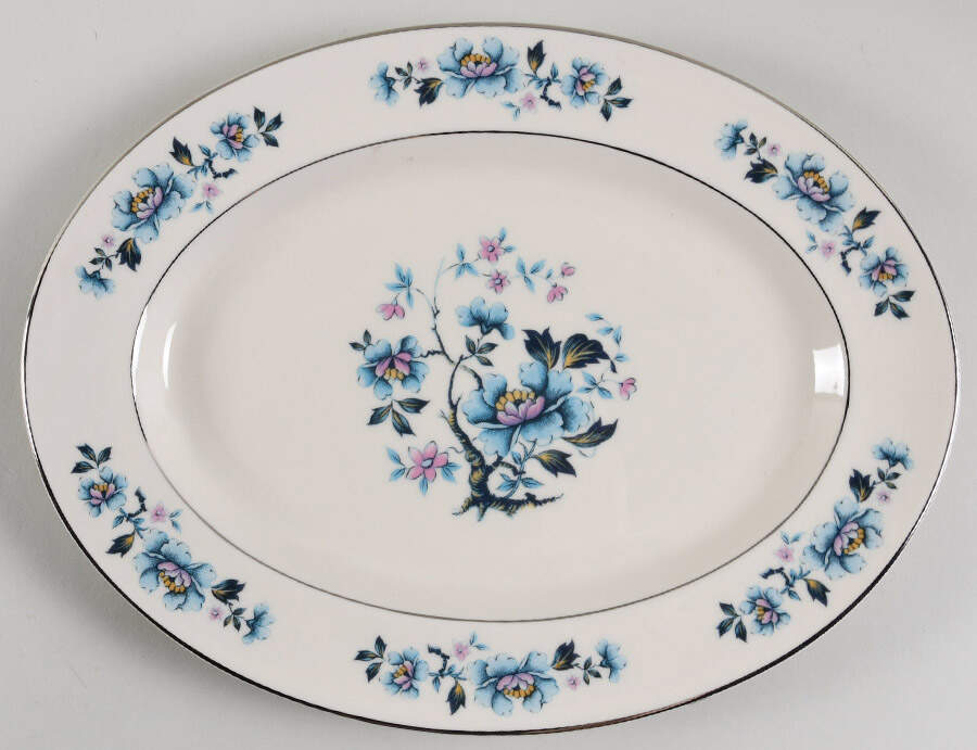 Blue Rose 12" Oval Serving Platter by Woodmere-1
