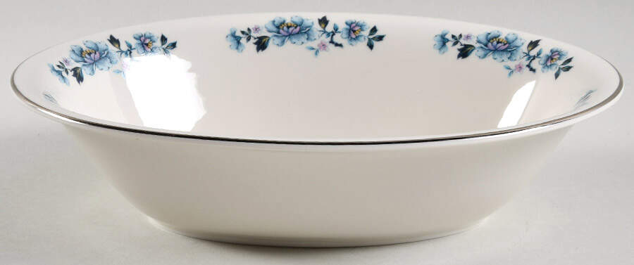 Blue Rose 9" Oval Vegetable Bowl by Woodmere-1