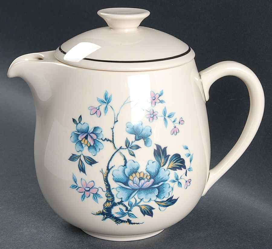 Blue Rose Teapot & Lid by Woodmere-1