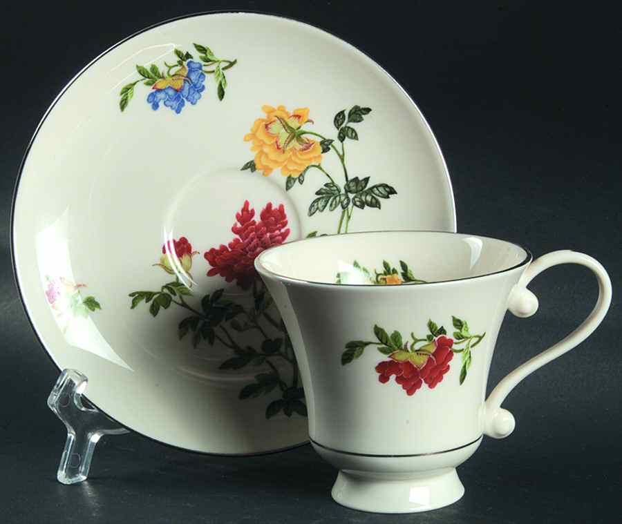 Floral Jewels Footed Cup & Saucer Set by Woodmere-1