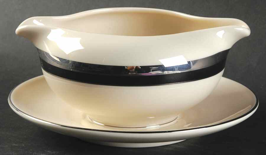 Silver Halo Gravy Boat with Attached Underplate by Woodmere-1