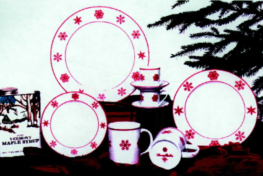 Snowflake Red Dinner Plate by Woodmere-1
