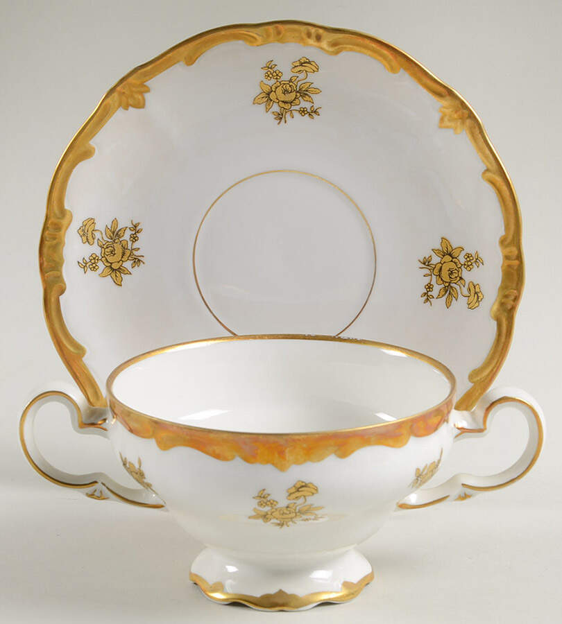 17010 Footed Cream Soup Bowl & Saucer Set by Weimar-1