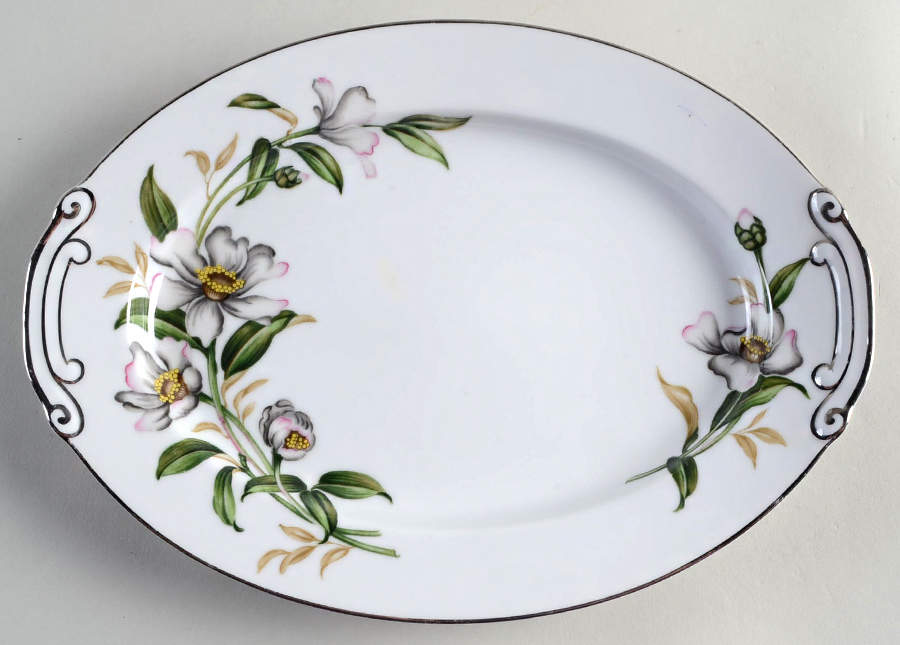 Camellia (6022, Rim Shape) 12" Oval Serving Platter by Wentworth-1