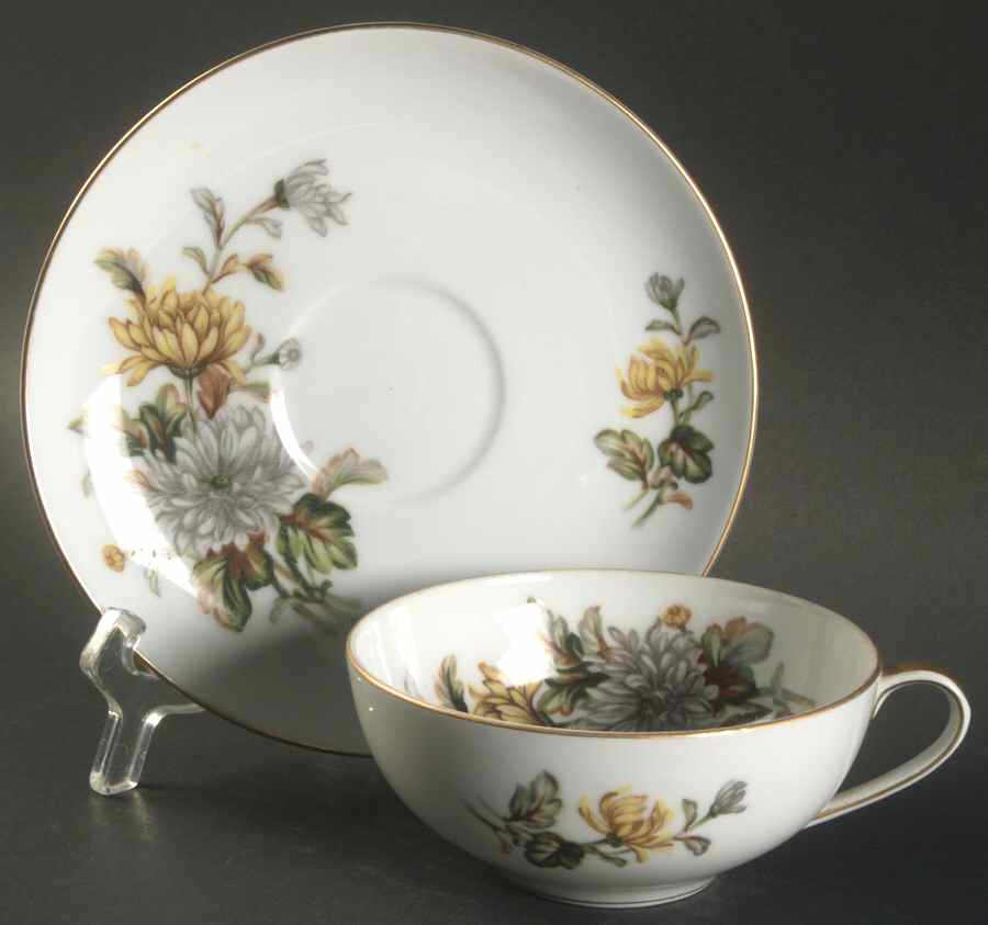 Chrysanthemum Flat Cup & Saucer Set by Wentworth-1