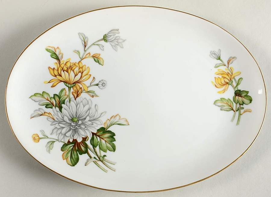 Chrysanthemum 12" Oval Serving Platter by Wentworth-1