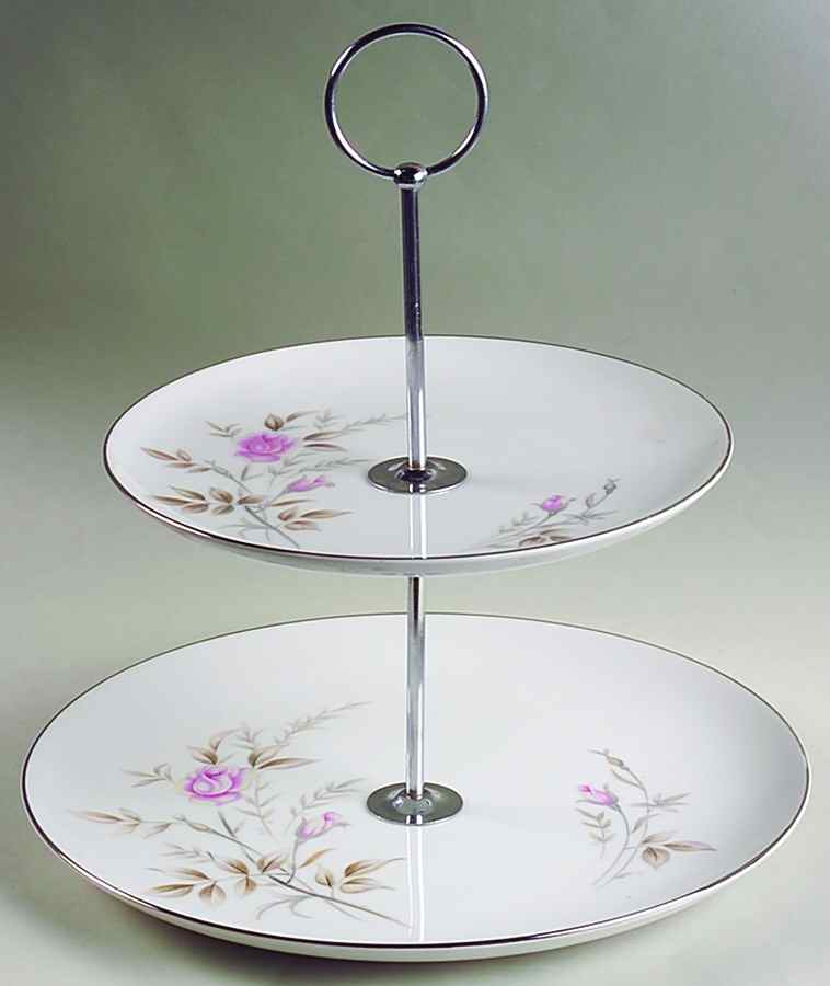 Elizabeth 2 Tiered Serving Tray (Dinner & Salad Plate) by Wentworth-1