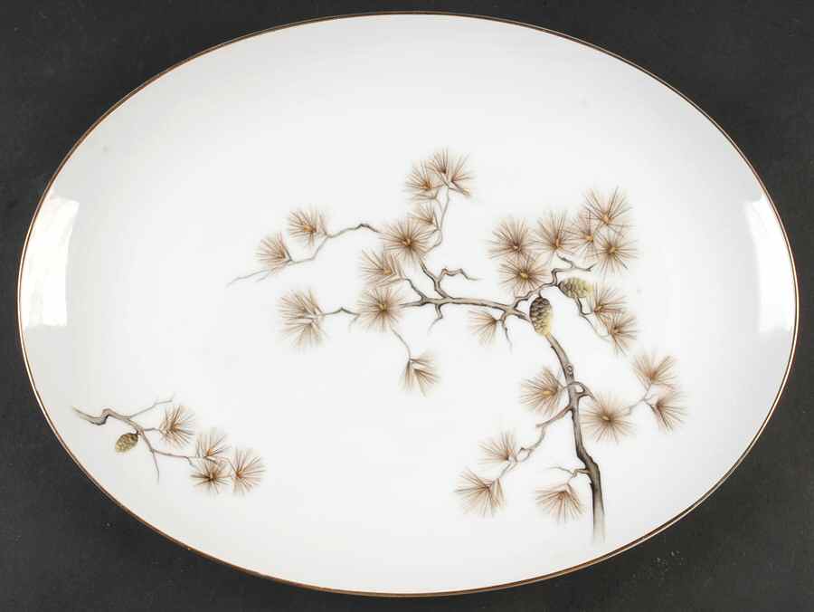 Golden Pine 14" Oval Serving Platter by Wentworth-1