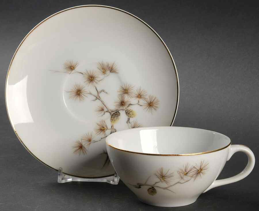 Golden Pine Flat Cup & Saucer Set by Wentworth-1